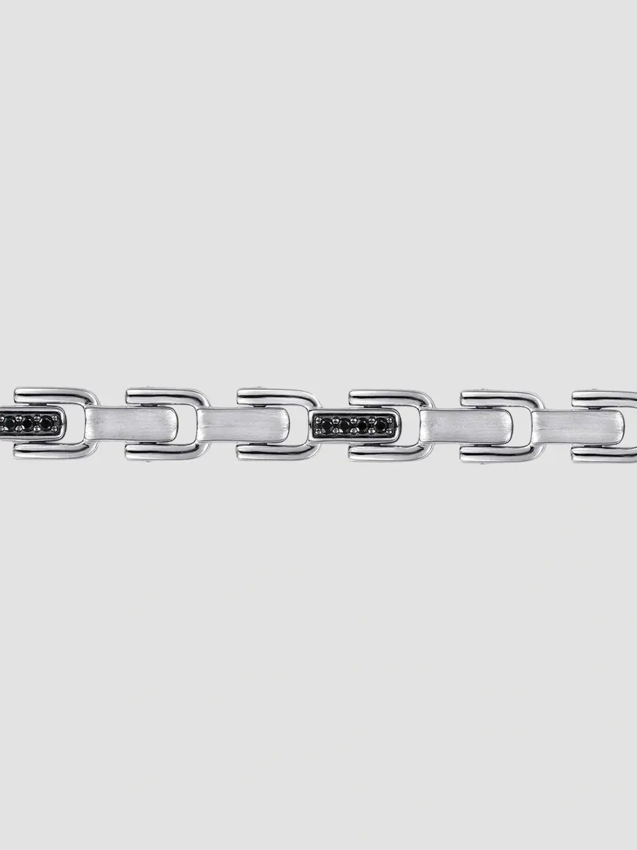 Gabriel & Co Men's Contemporary Sterling Silver & Black Spinel Cylindrical Link Chain Bracelet | Thumbnail 3 Gabriel & Co Men's Contemporary Sterling Silver & Black Spinel Cylindrical Link Chain Bracelet | Thumbnail 3