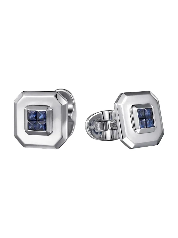 Gabriel & Co Men's Geo Sterling Silver & Princess-Cut Sapphire Octagon Cufflinks