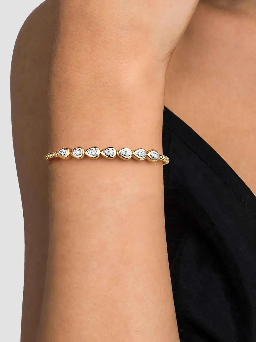 Gabriel & Co Women's Bujukan 14K Two-Tone Gold & 0.50 TCW Pear Bezel Diamond Bangle Bracelet | Thumbnail 2 Gabriel & Co Women's Bujukan 14K Two-Tone Gold & 0.50 TCW Pear Bezel Diamond Bangle Bracelet | Thumbnail 2