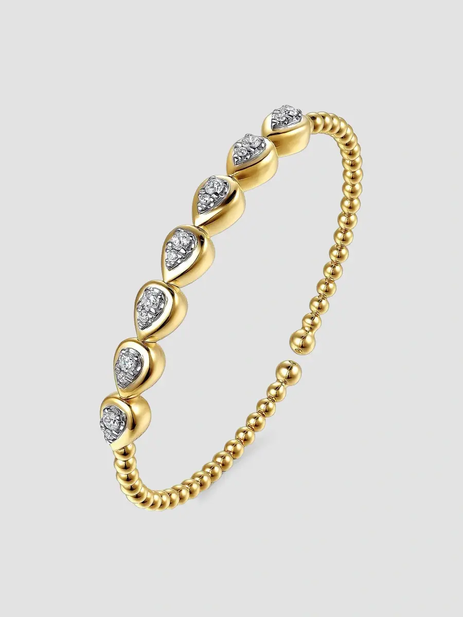 Gabriel & Co Women's Bujukan 14K Two-Tone Gold & 0.50 TCW Pear Bezel Diamond Bangle Bracelet | Thumbnail 3 Gabriel & Co Women's Bujukan 14K Two-Tone Gold & 0.50 TCW Pear Bezel Diamond Bangle Bracelet | Thumbnail 3