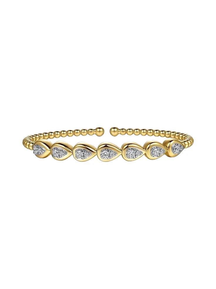 Women's Bujukan 14K Two-Tone Gold & 0.50 TCW Pear Bezel Diamond Bangle Bracelet Women's Bujukan 14K Two-Tone Gold & 0.50 TCW Pear Bezel Diamond Bangle Bracelet