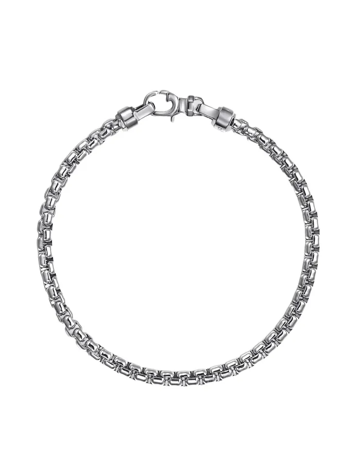 Gabriel & Co Men's Classic Sterling Silver Box Chain Bracelet