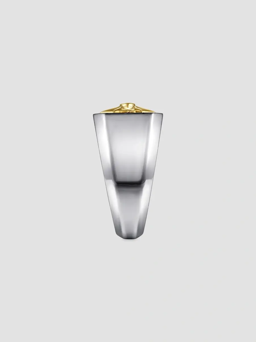 Gabriel & Co Men's Polaris 14K Yellow Gold, Sterling Silver, 0.03 TCW Diamond, & Onyx Starburst Signet Ring | Thumbnail 4 Gabriel & Co Men's Polaris 14K Yellow Gold, Sterling Silver, 0.03 TCW Diamond, & Onyx Starburst Signet Ring | Thumbnail 4