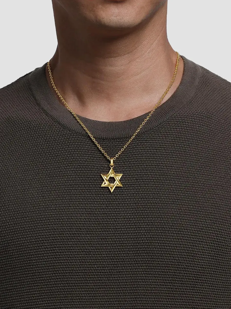 Gabriel & Co Men's Modern Relics 14K Yellow Gold Star of David Pendant | Thumbnail 2
