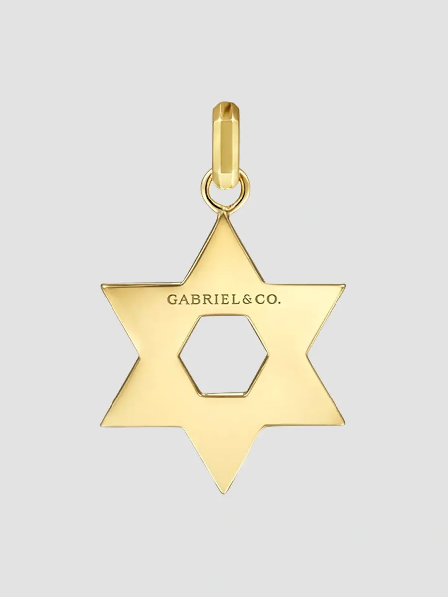 Gabriel & Co Men's Modern Relics 14K Yellow Gold Star of David Pendant | Thumbnail 3