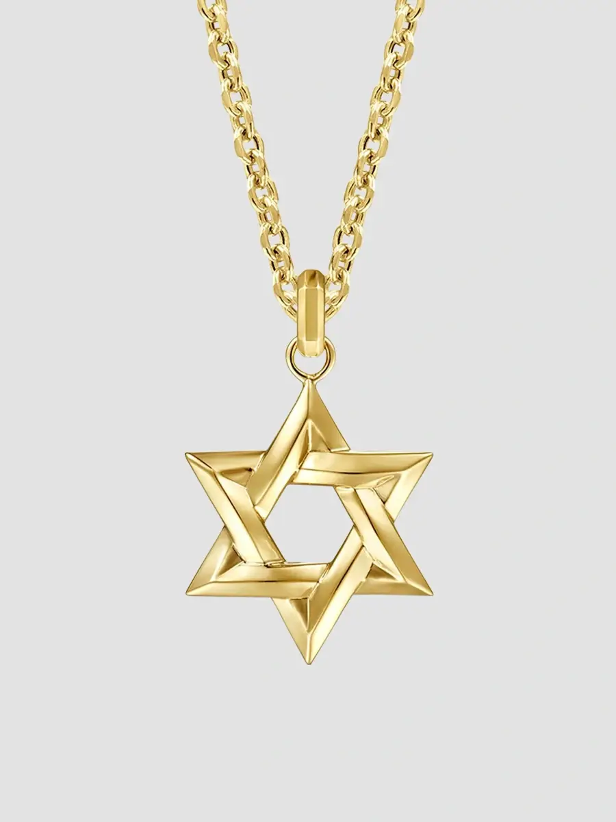 Gabriel & Co Men's Modern Relics 14K Yellow Gold Star of David Pendant | Thumbnail 4