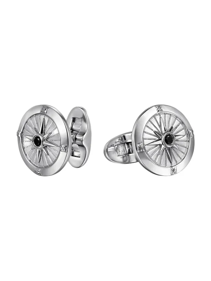 Gabriel & Co Men's Polaris Sterling Silver & Spinel Compass Cufflinks