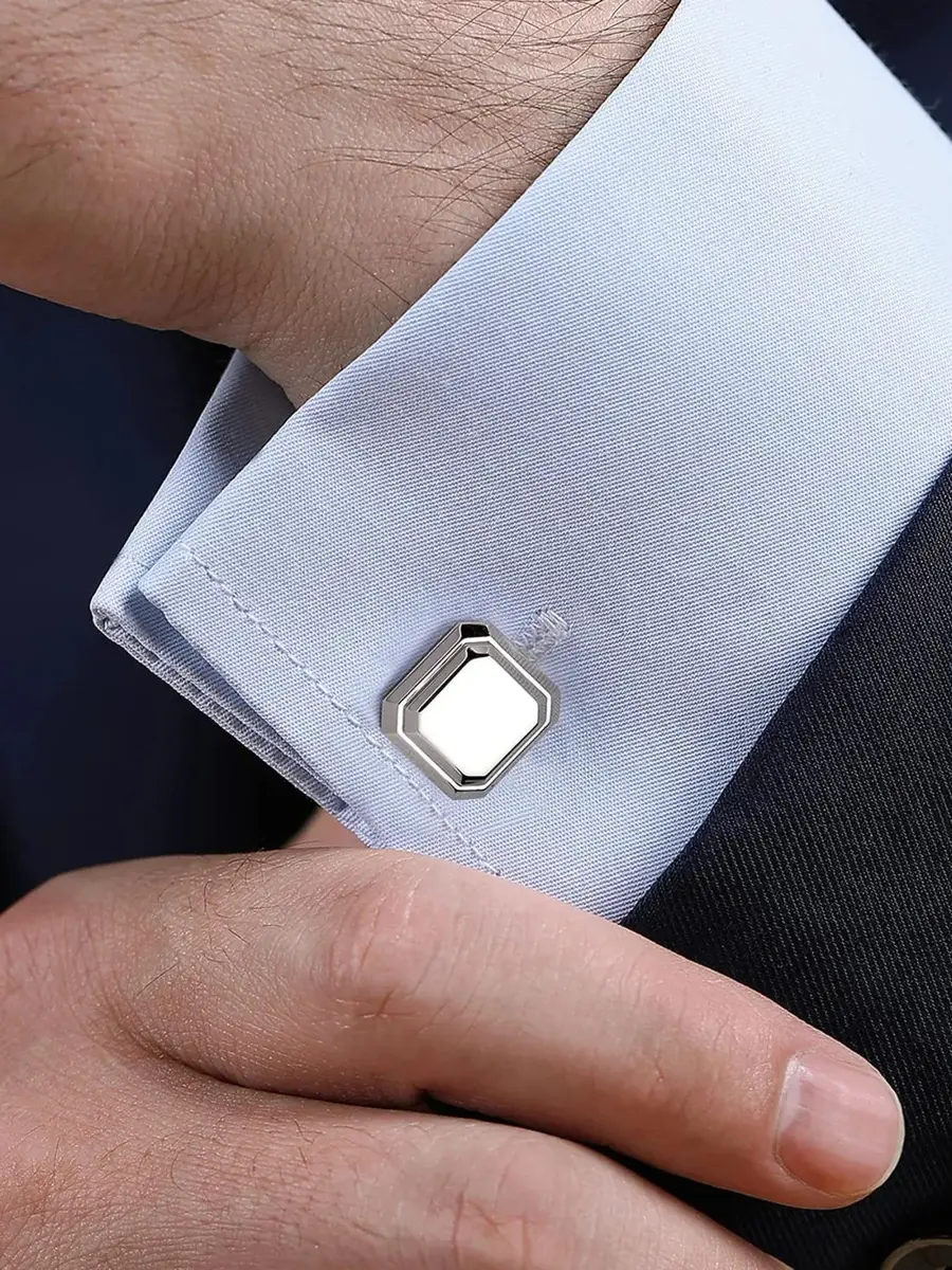 Gabriel & Co Men's Contemporary Sterling Silver Octagon Cufflinks | Thumbnail 2 Gabriel & Co Men's Contemporary Sterling Silver Octagon Cufflinks | Thumbnail 2