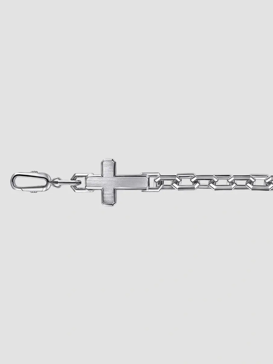Gabriel & Co Men's Contemporary Sterling Silver Faceted Link Cross Chain Bracelet | Thumbnail 3 Gabriel & Co Men's Contemporary Sterling Silver Faceted Link Cross Chain Bracelet | Thumbnail 3