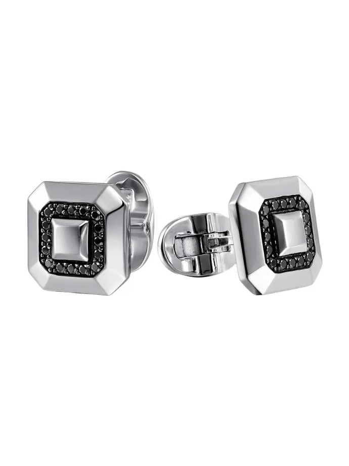 Gabriel & Co Men's Geo Sterling Silver & Black Spinel Octagon Cufflinks