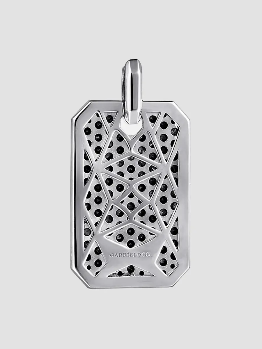 Gabriel & Co Men's Modern Relics Sterling Silver & Black Spinel Dog Tag Pendant | Thumbnail 3