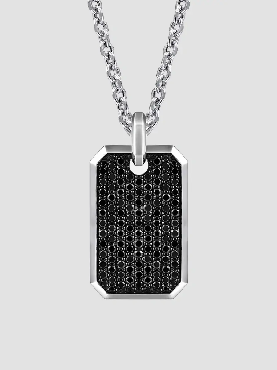 Gabriel & Co Men's Modern Relics Sterling Silver & Black Spinel Dog Tag Pendant | Thumbnail 4