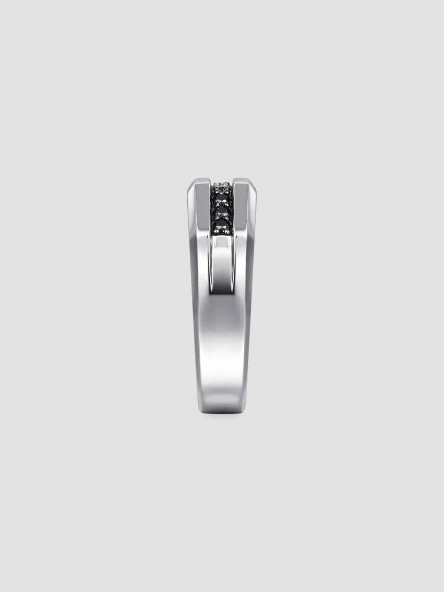 Gabriel & Co Men's Facets Sterling Silver & Black Spinel Band Ring | Thumbnail 4