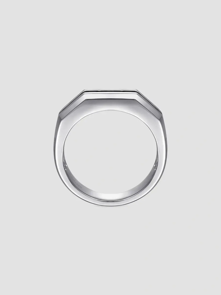 Gabriel & Co Men's Facets Sterling Silver & Black Spinel Band Ring | Thumbnail 5