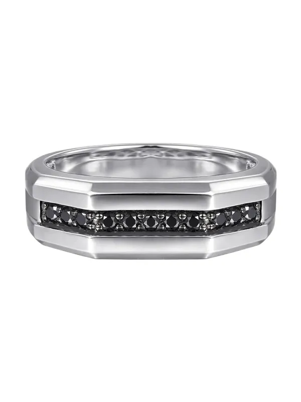 Gabriel & Co Men's Facets Sterling Silver & Black Spinel Band Ring