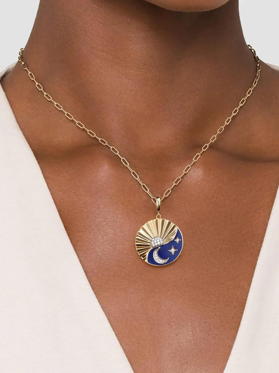 Gabriel & Co Women's Contemporary 14K Yellow Gold, Enamel & 0.15 TCW Diamond Medallion | Thumbnail 2 Gabriel & Co Women's Contemporary 14K Yellow Gold, Enamel & 0.15 TCW Diamond Medallion | Thumbnail 2