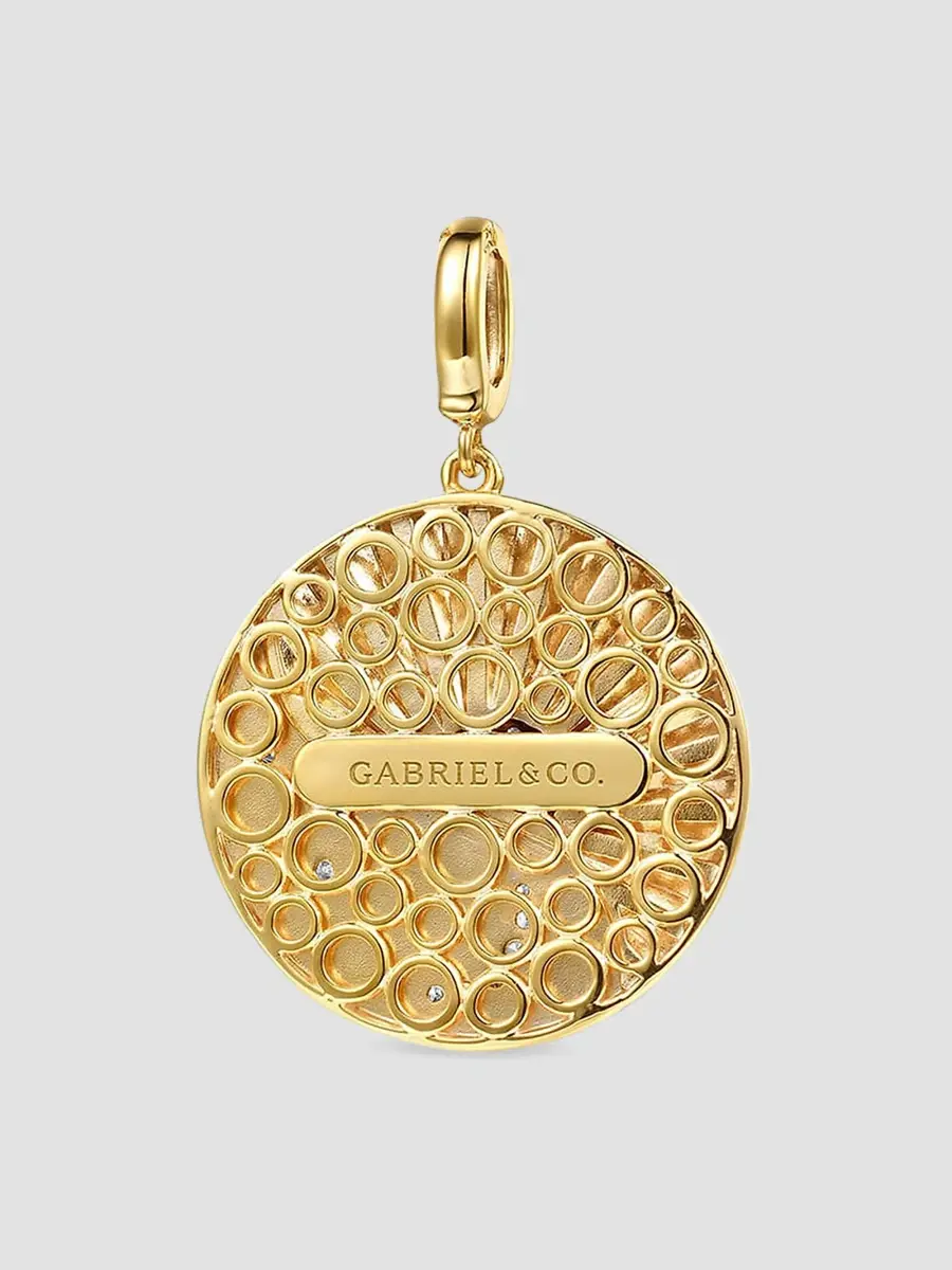 Gabriel & Co Women's Contemporary 14K Yellow Gold, Enamel & 0.15 TCW Diamond Medallion | Thumbnail 3 Gabriel & Co Women's Contemporary 14K Yellow Gold, Enamel & 0.15 TCW Diamond Medallion | Thumbnail 3