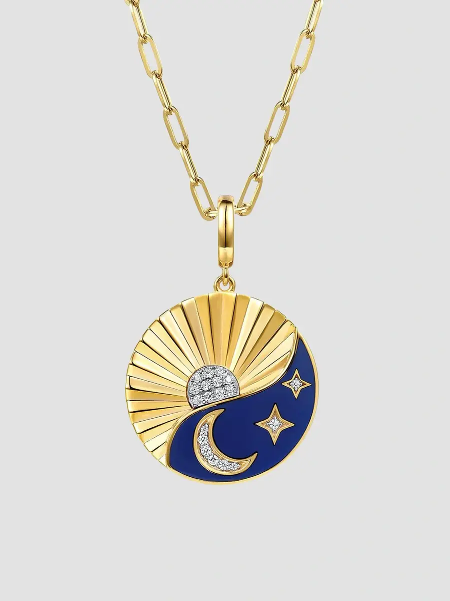 Gabriel & Co Women's Contemporary 14K Yellow Gold, Enamel & 0.15 TCW Diamond Medallion | Thumbnail 4 Gabriel & Co Women's Contemporary 14K Yellow Gold, Enamel & 0.15 TCW Diamond Medallion | Thumbnail 4