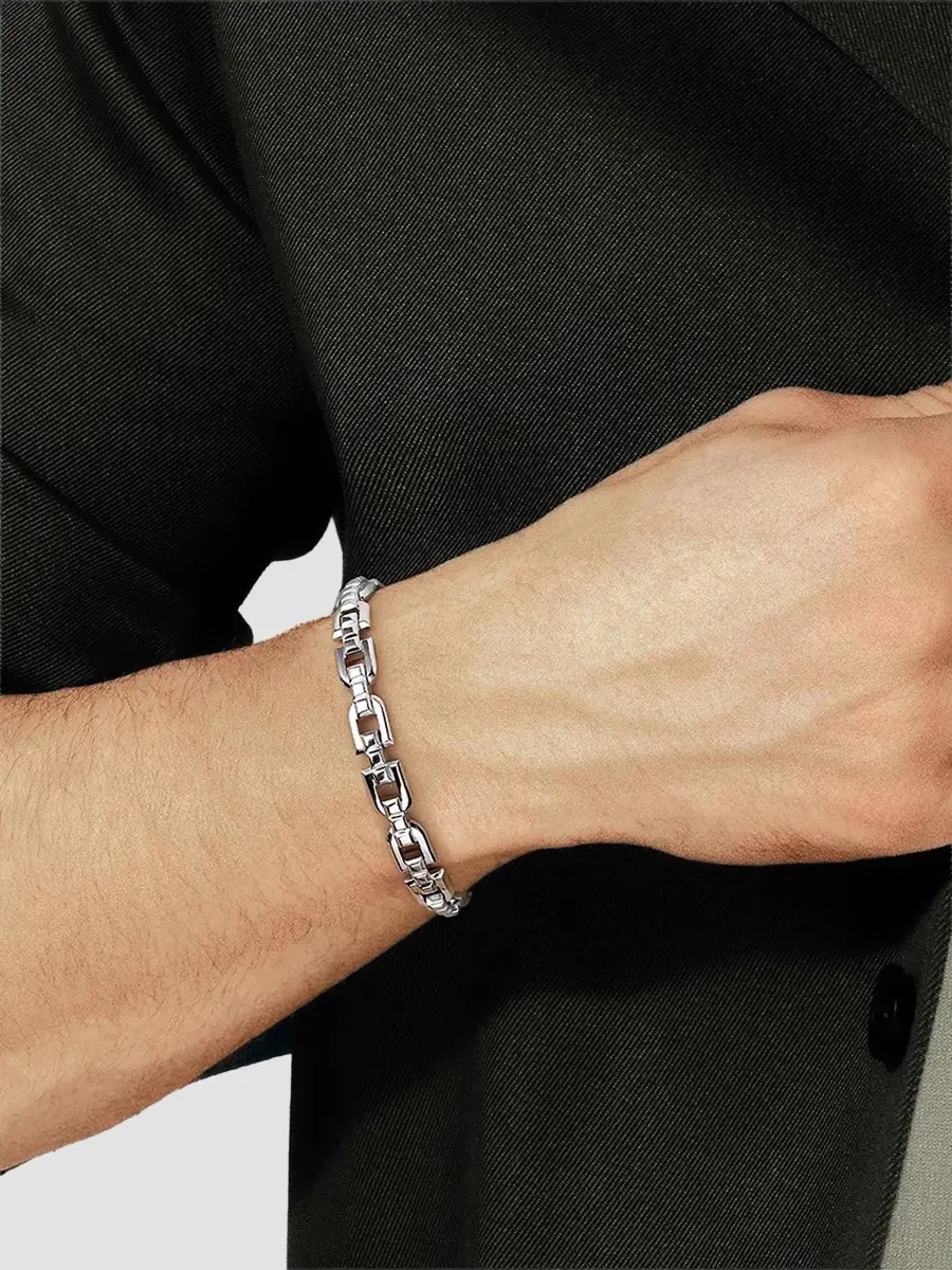 Gabriel & Co Men's Geo Sterling Silver Link Chain Bracelet | Thumbnail 2 Gabriel & Co Men's Geo Sterling Silver Link Chain Bracelet | Thumbnail 2