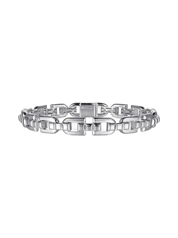 Gabriel & Co Men's Geo Sterling Silver Link Chain Bracelet