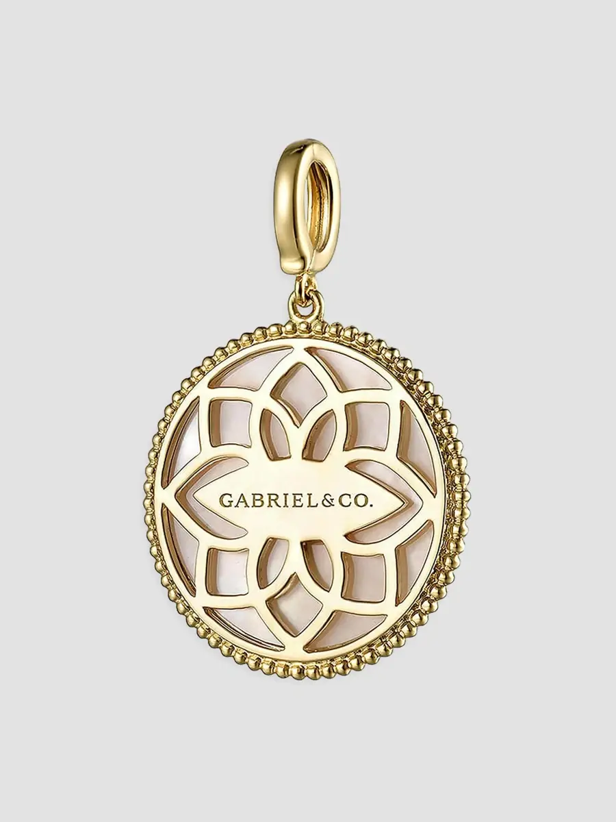 Gabriel & Co Women's Bujukan 14K Yellow Gold, 0.15 TCW Diamond and Blue Sapphire Compass Medallion Pendant | Thumbnail 4 Gabriel & Co Women's Bujukan 14K Yellow Gold, 0.15 TCW Diamond and Blue Sapphire Compass Medallion Pendant | Thumbnail 4