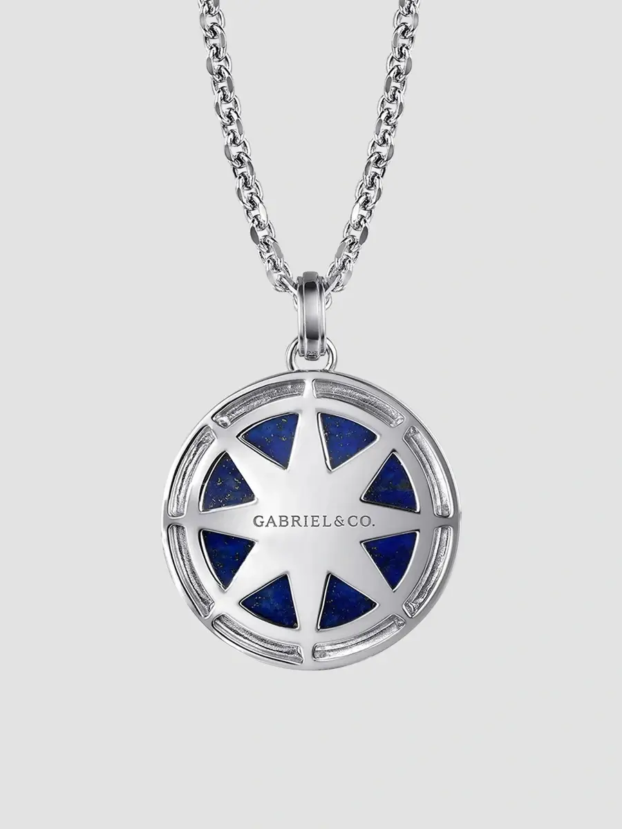Gabriel & Co Men's Polaris Sterling Silver, 0.06 TCW Diamond and Lapis Lazuli Compass Pendant Necklace | Thumbnail 4 Gabriel & Co Men's Polaris Sterling Silver, 0.06 TCW Diamond and Lapis Lazuli Compass Pendant Necklace | Thumbnail 4