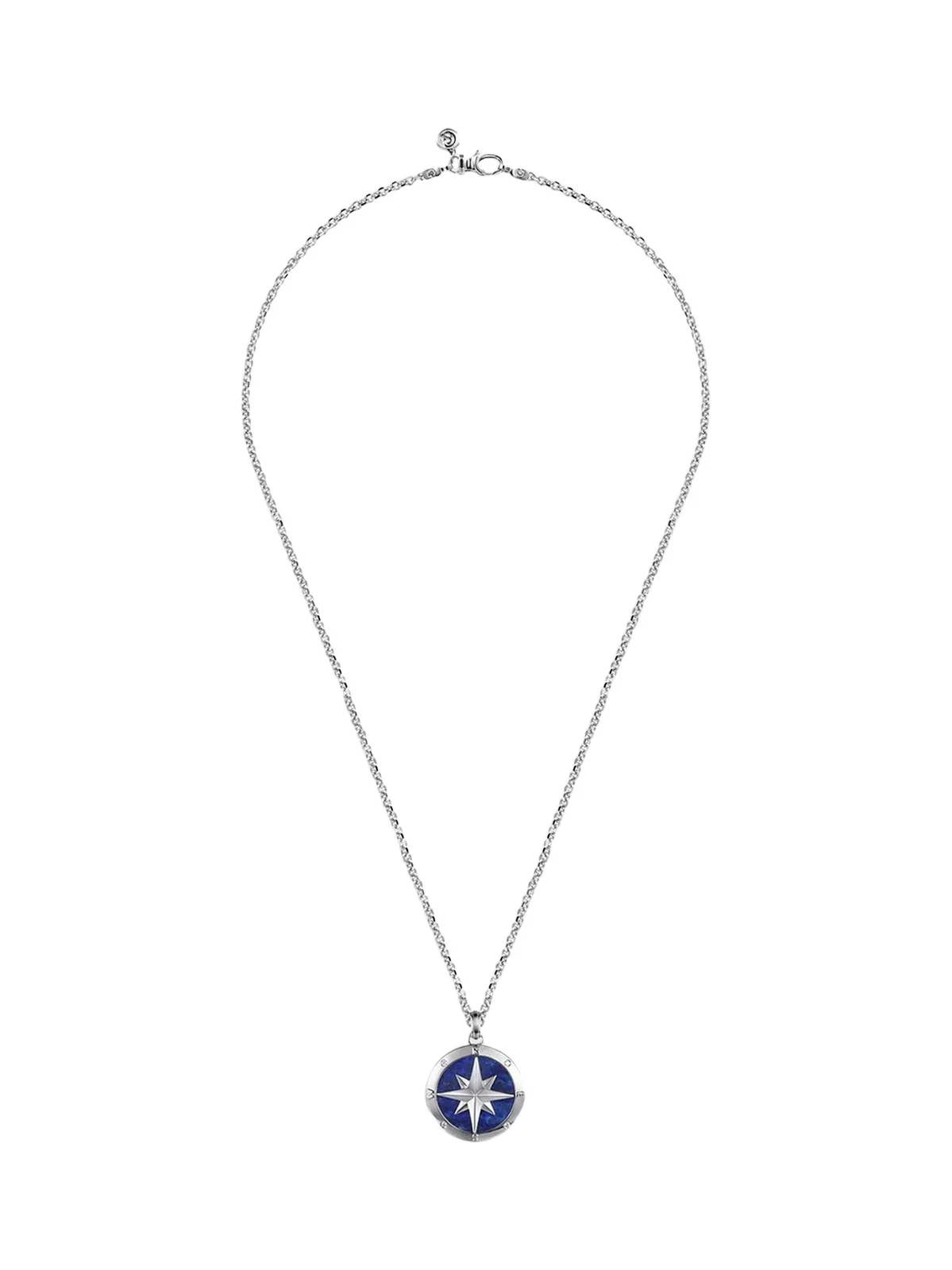 Gabriel & Co Men's Polaris Sterling Silver, 0.06 TCW Diamond and Lapis Lazuli Compass Pendant Necklace