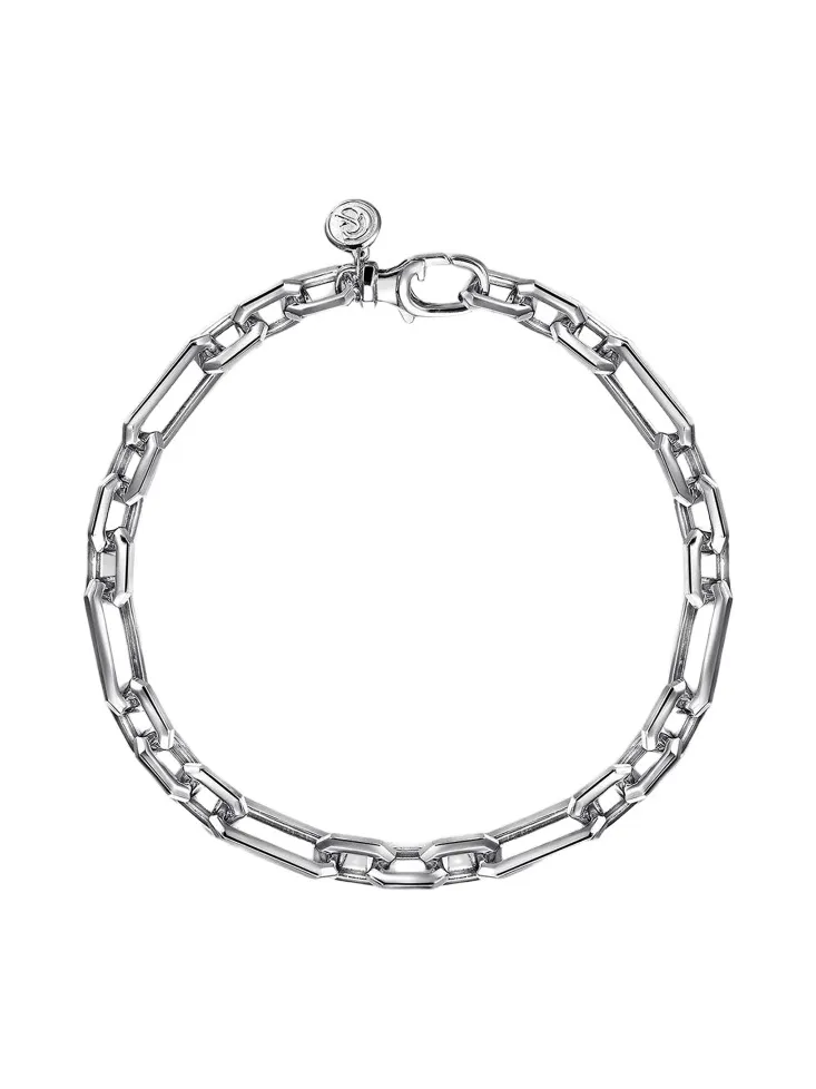 Gabriel & Co Men's Classic Figaro Sterling Silver Chain Link Bracelet
