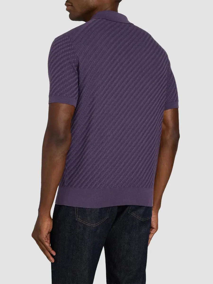 Brioni Men's Trama-Weave Polo Shirt | Thumbnail 3