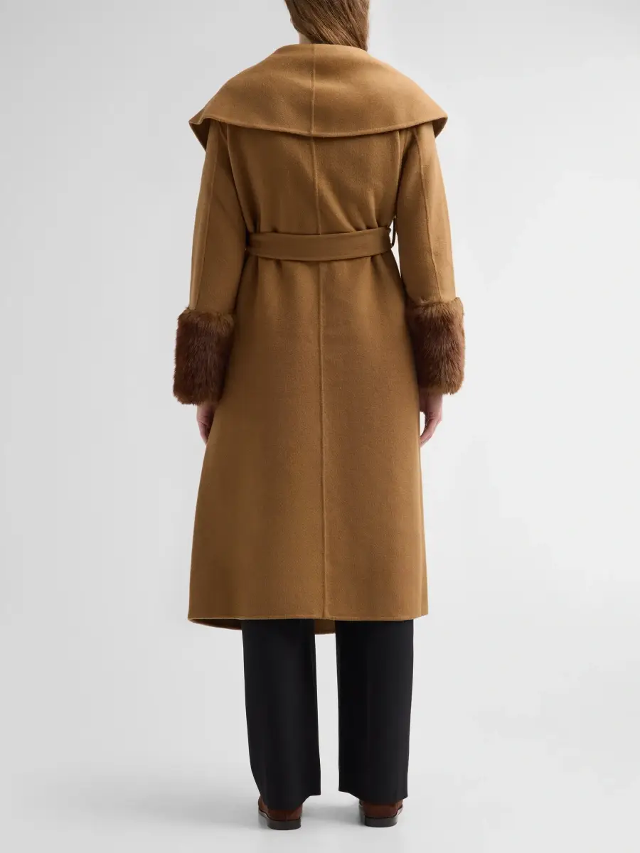 Apparis Women's Jill Faux-Mink Fur Cuff Wool Belted Coat | Thumbnail 3