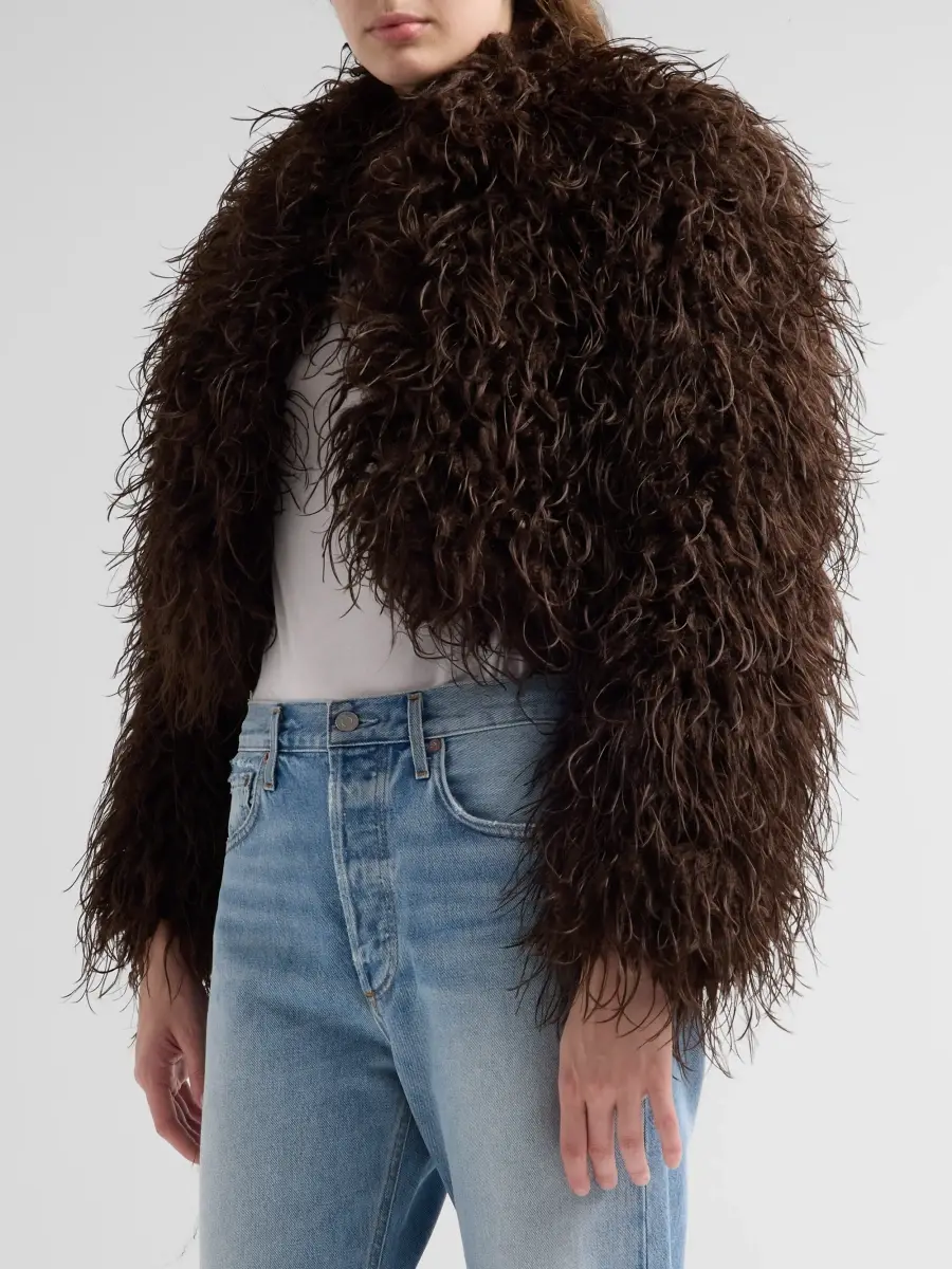 Apparis Women's Ginette Faux-Mongolian Fur Short Jacket | Thumbnail 4 Apparis Women's Ginette Faux-Mongolian Fur Short Jacket | Thumbnail 4