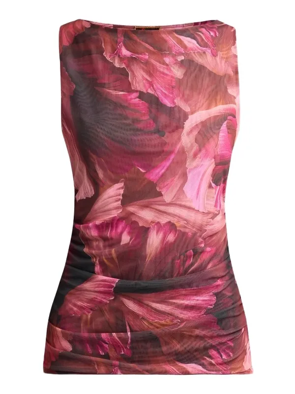 Johnny Was Women's Rosalya Ruched Mesh Boatneck Top