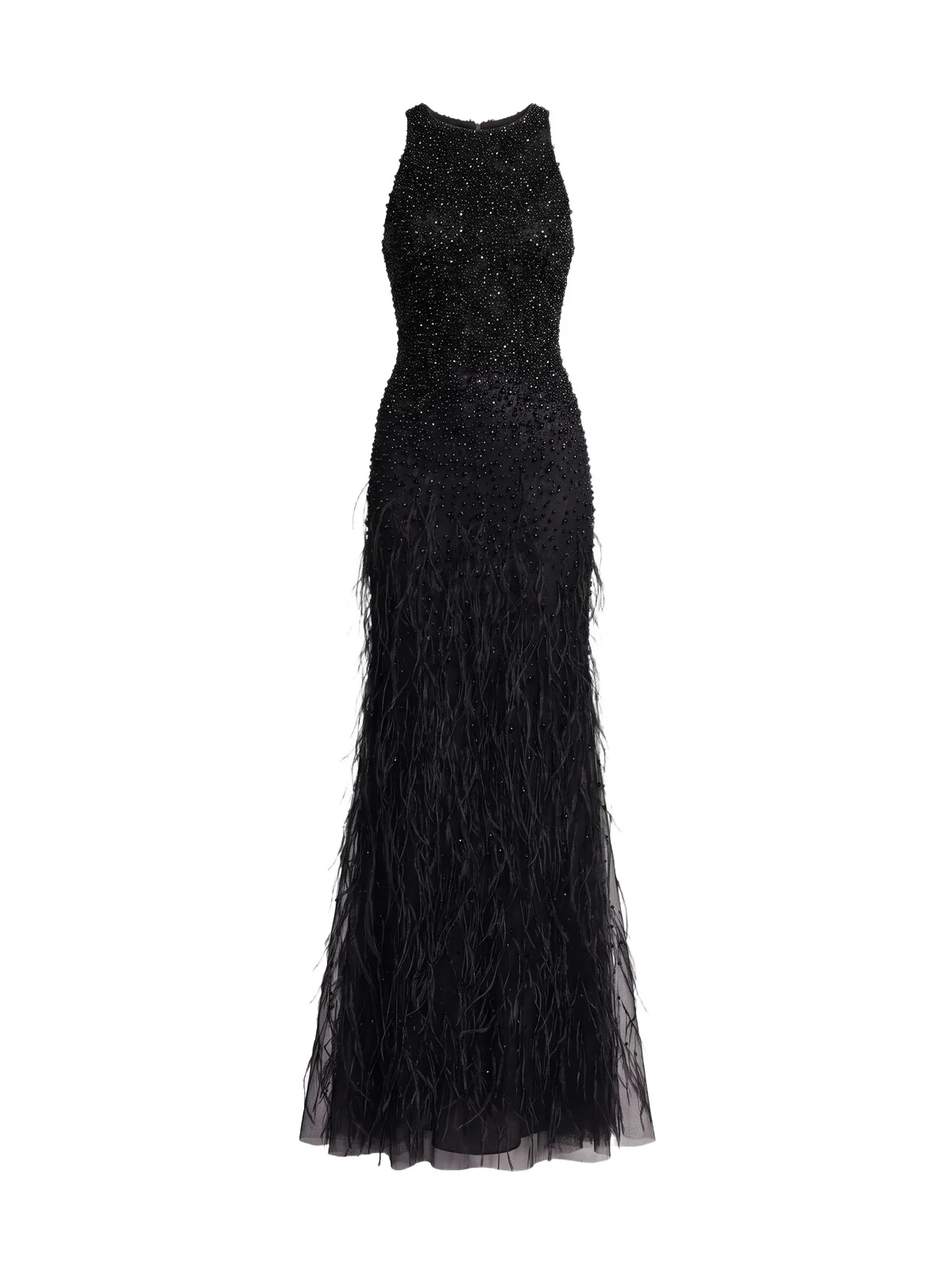 Mac Duggal Women's Beaded Feather-Trimmed Gown