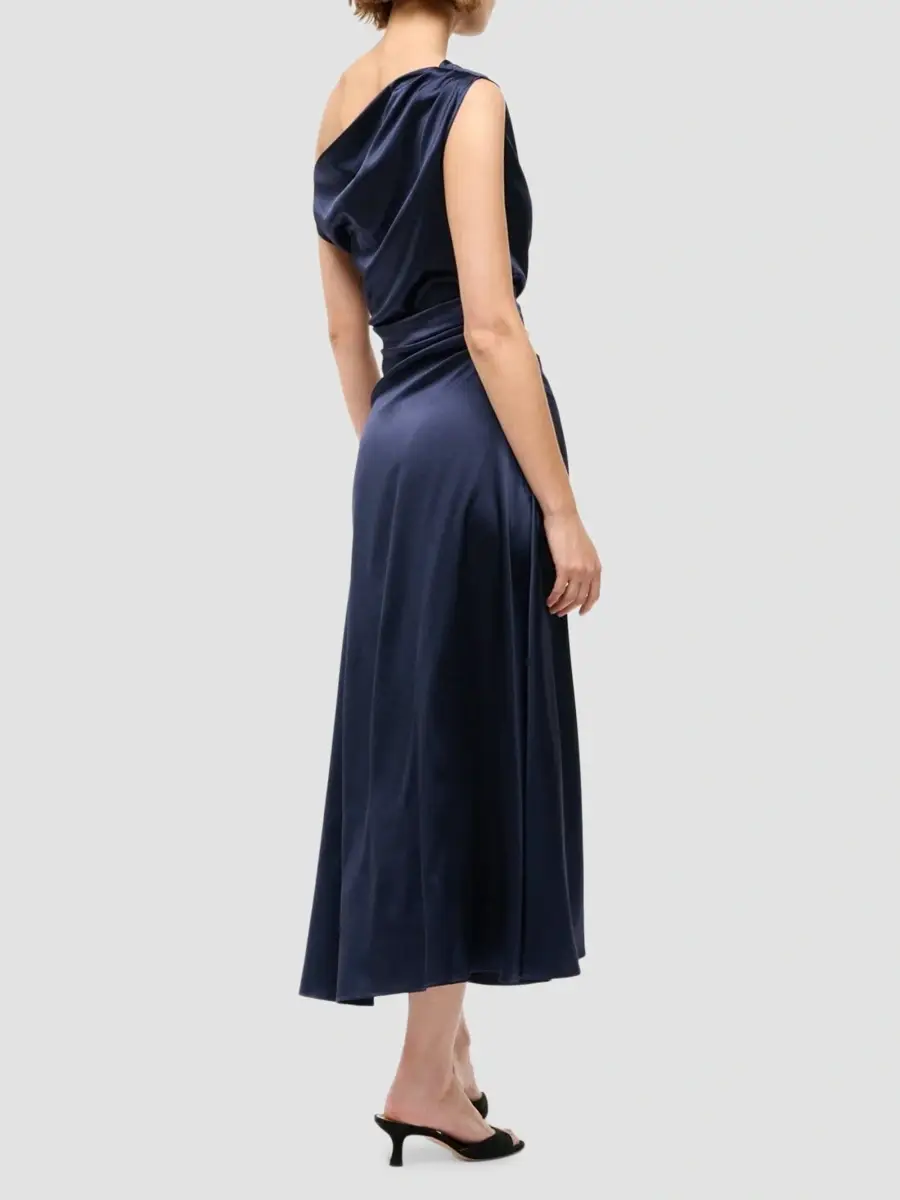 Staud Women's Phare Stretch Silk One-Shoulder Midi Dress | Thumbnail 3 Staud Women's Phare Stretch Silk One-Shoulder Midi Dress | Thumbnail 3