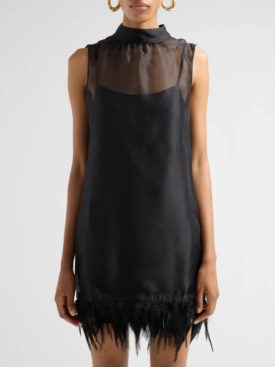 Staud Women's Albee Silk Organza Feather-Hem Mini Dress | Thumbnail 5 Staud Women's Albee Silk Organza Feather-Hem Mini Dress | Thumbnail 5