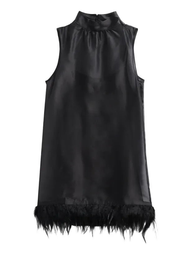 Staud Women's Albee Silk Organza Feather-Hem Mini Dress