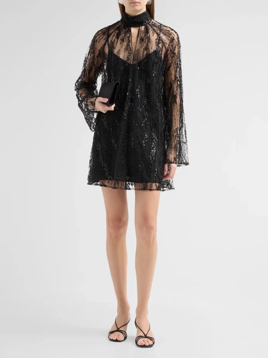 Staud Women's Esther Sequined Overlay Mini Dress | Thumbnail 2
