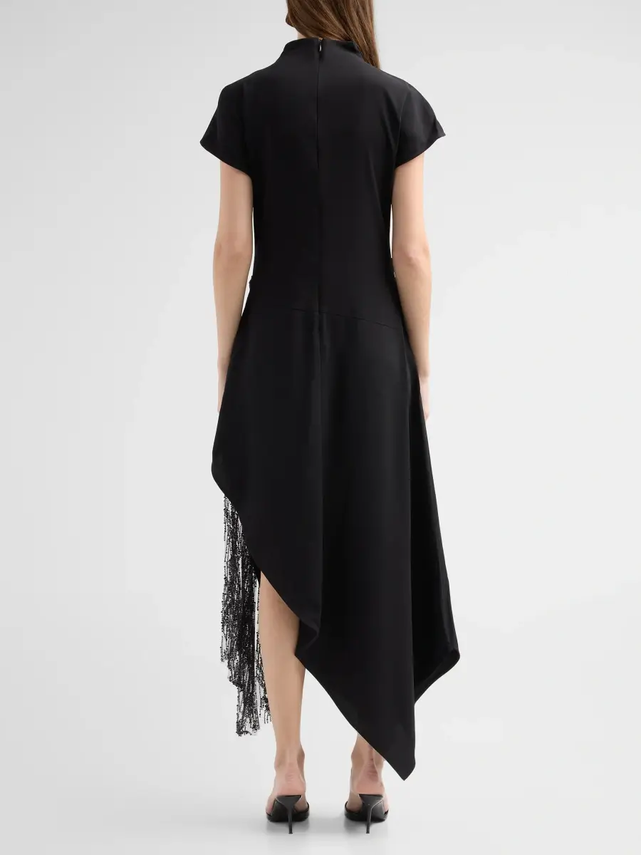 Staud Women's Effie Draped Asymmetric Midi Dress | Thumbnail 3 Staud Women's Effie Draped Asymmetric Midi Dress | Thumbnail 3