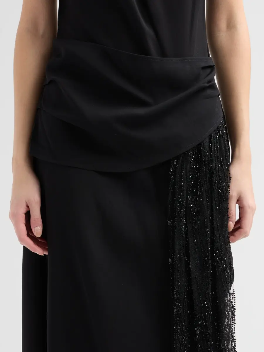Staud Women's Effie Draped Asymmetric Midi Dress | Thumbnail 5 Staud Women's Effie Draped Asymmetric Midi Dress | Thumbnail 5