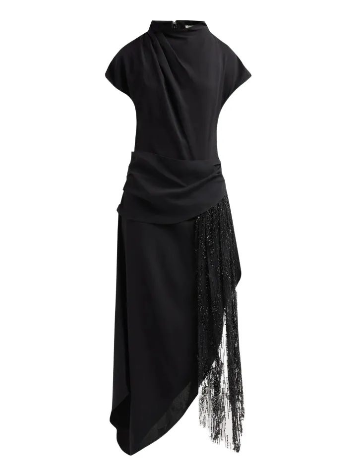 Staud Women's Effie Draped Asymmetric Midi Dress