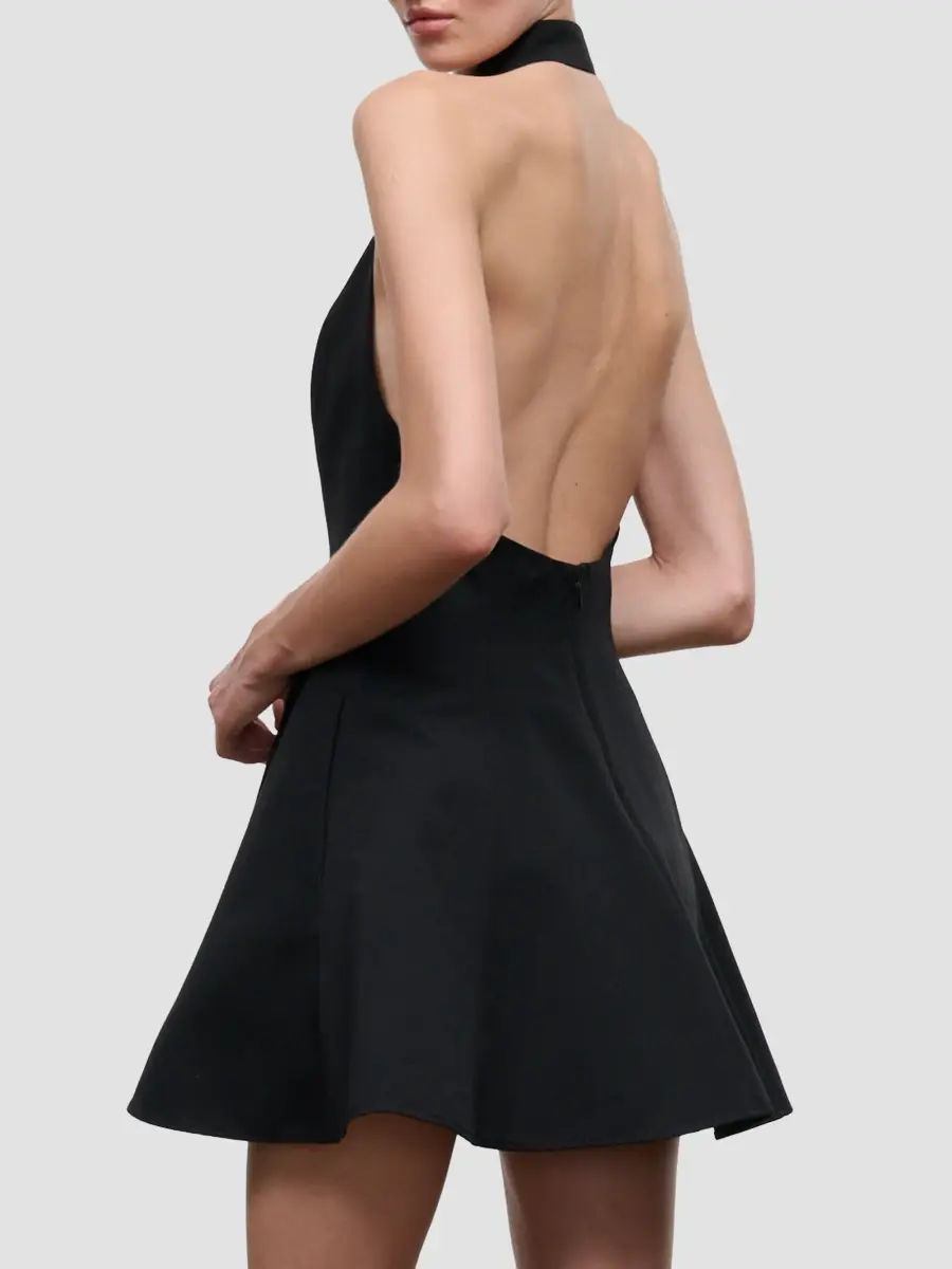 Staud Women's Stella Cotton-Blend Halter Mini Dress | Thumbnail 3