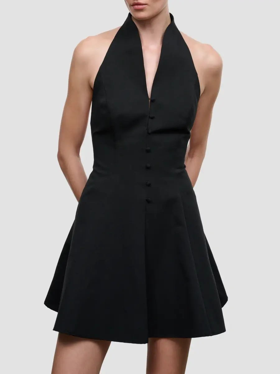 Staud Women's Stella Cotton-Blend Halter Mini Dress | Thumbnail 4