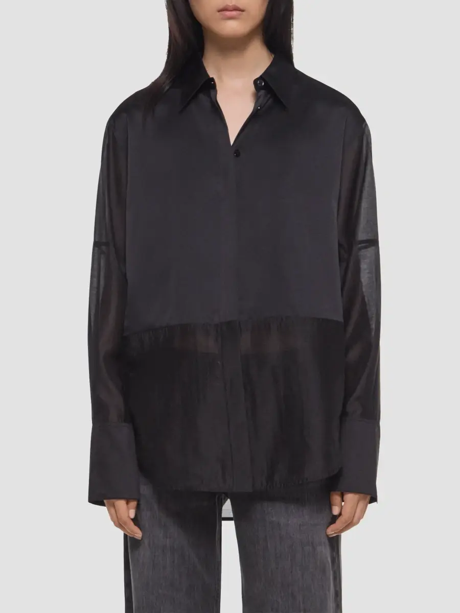 Helmut Lang Women's Silk Oversized Combo Shirt | Thumbnail 2