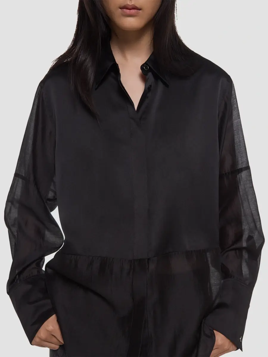 Helmut Lang Women's Silk Oversized Combo Shirt | Thumbnail 4
