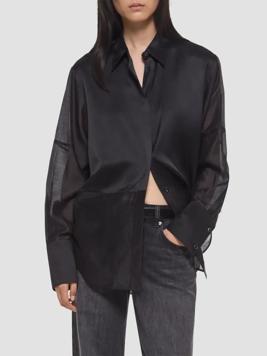Helmut Lang Women's Silk Oversized Combo Shirt | Thumbnail 6