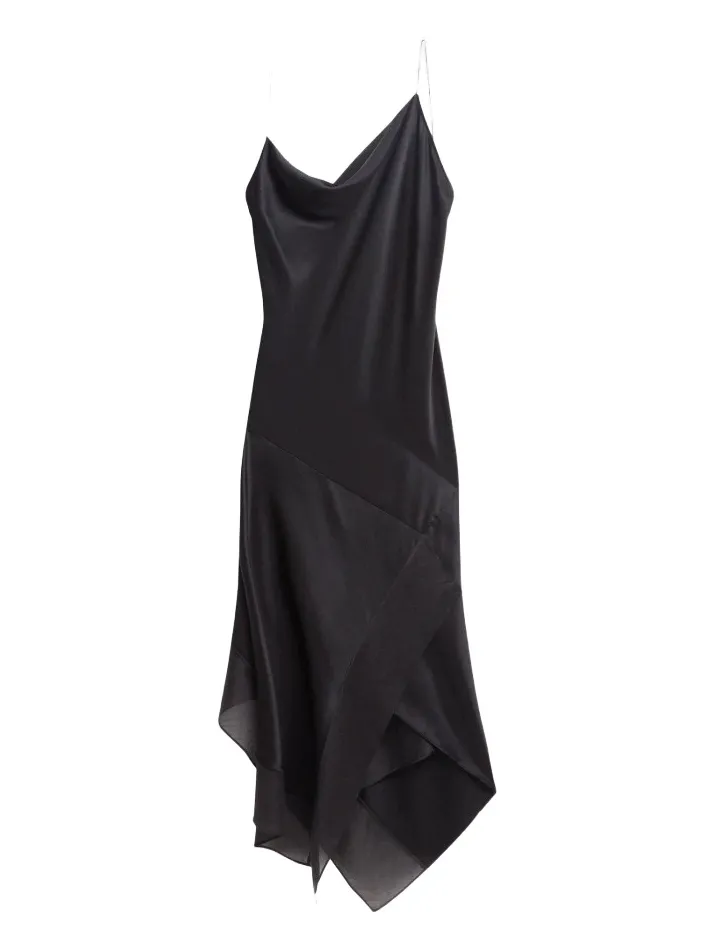 Women's Asymmetric Silk Handkerchief Midi Dress