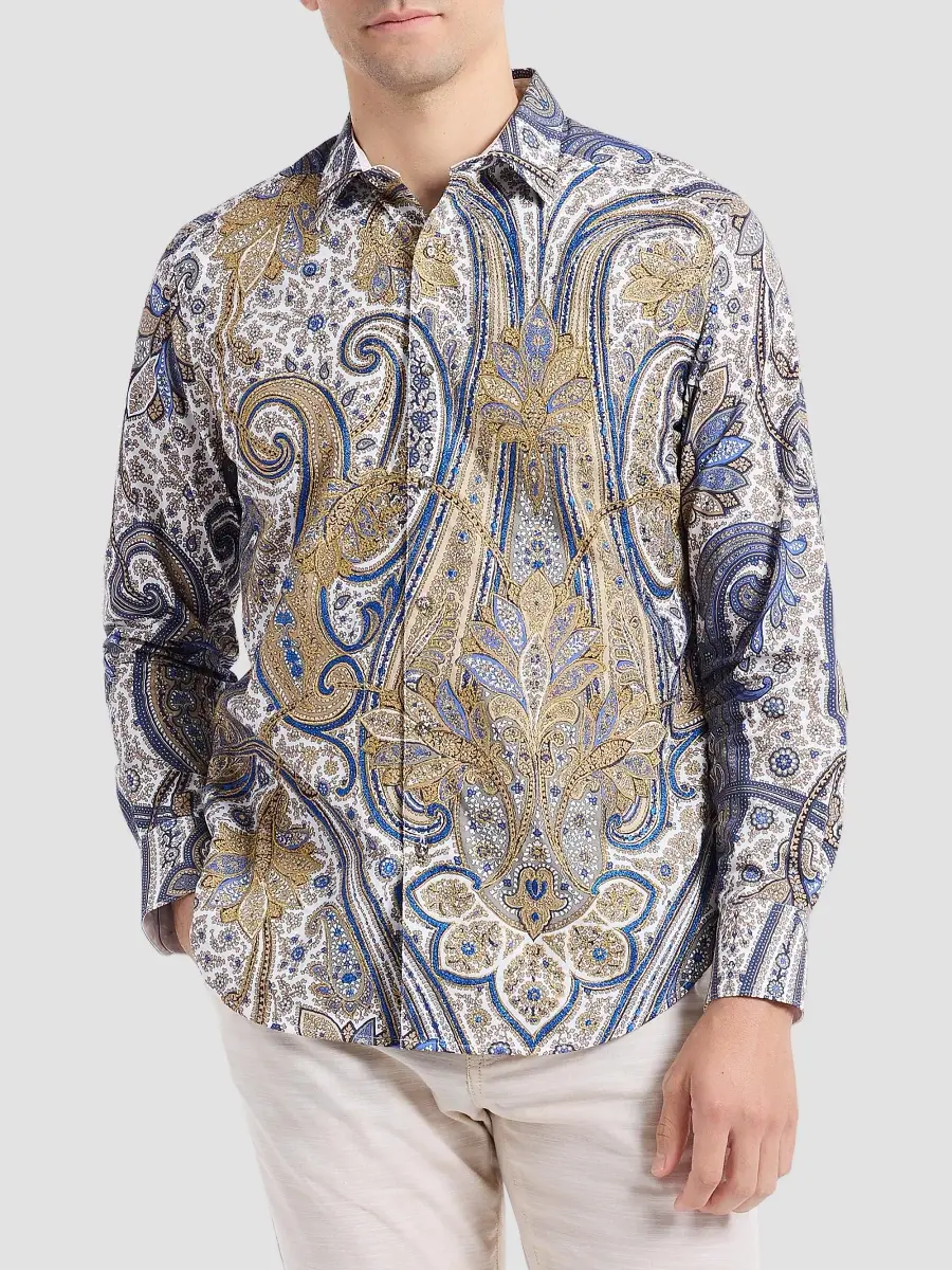 Robert Graham Men's The Lansky Look Paisley Metallic Shirt | Thumbnail 3
