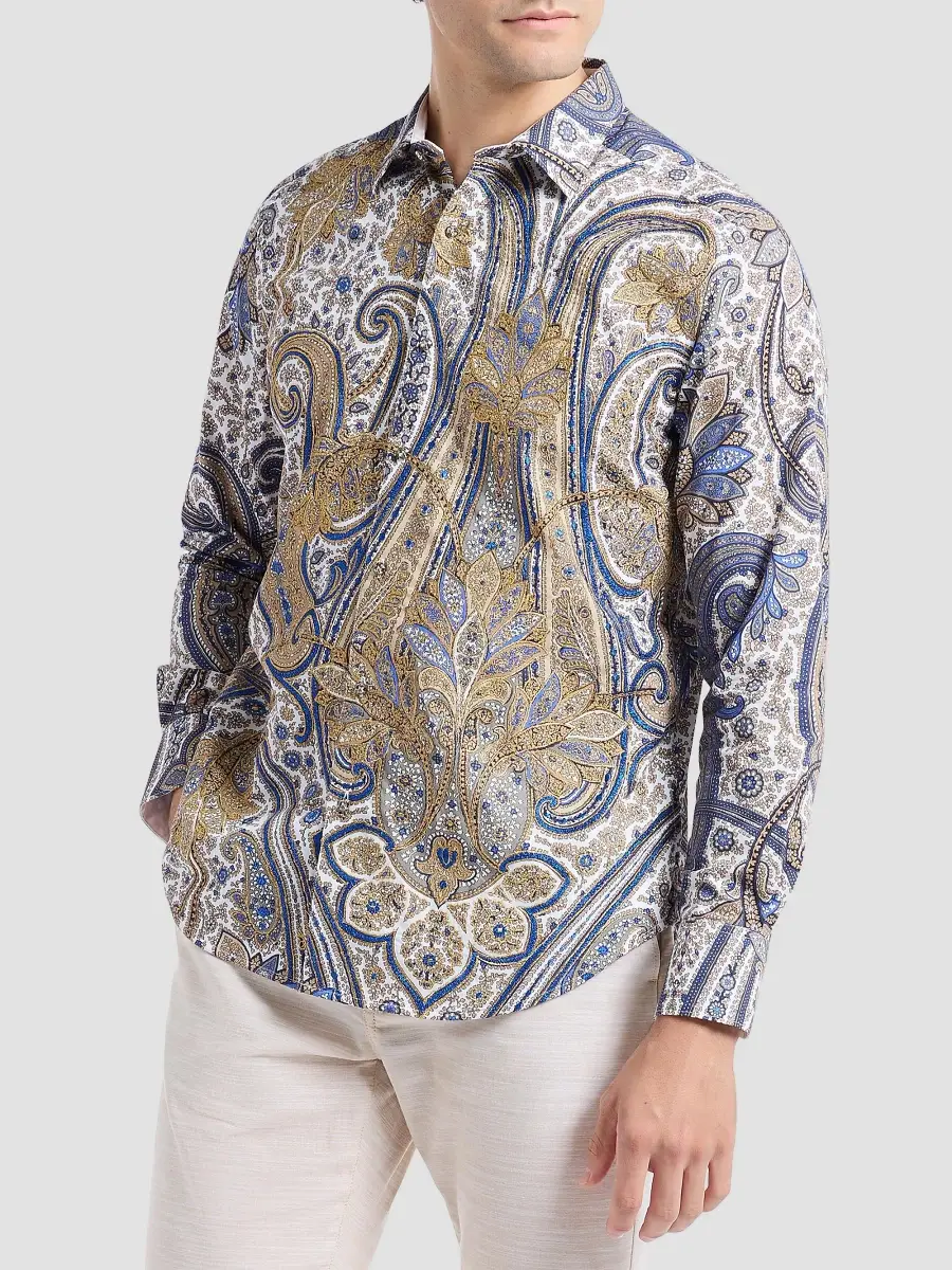Robert Graham Men's The Lansky Look Paisley Metallic Shirt | Thumbnail 4