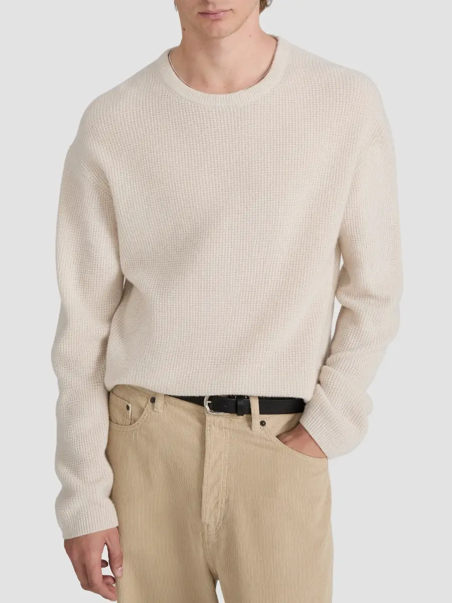 Frame Men's Crewneck Waffle-Knit Wool-Cashmere Sweater | Thumbnail 4