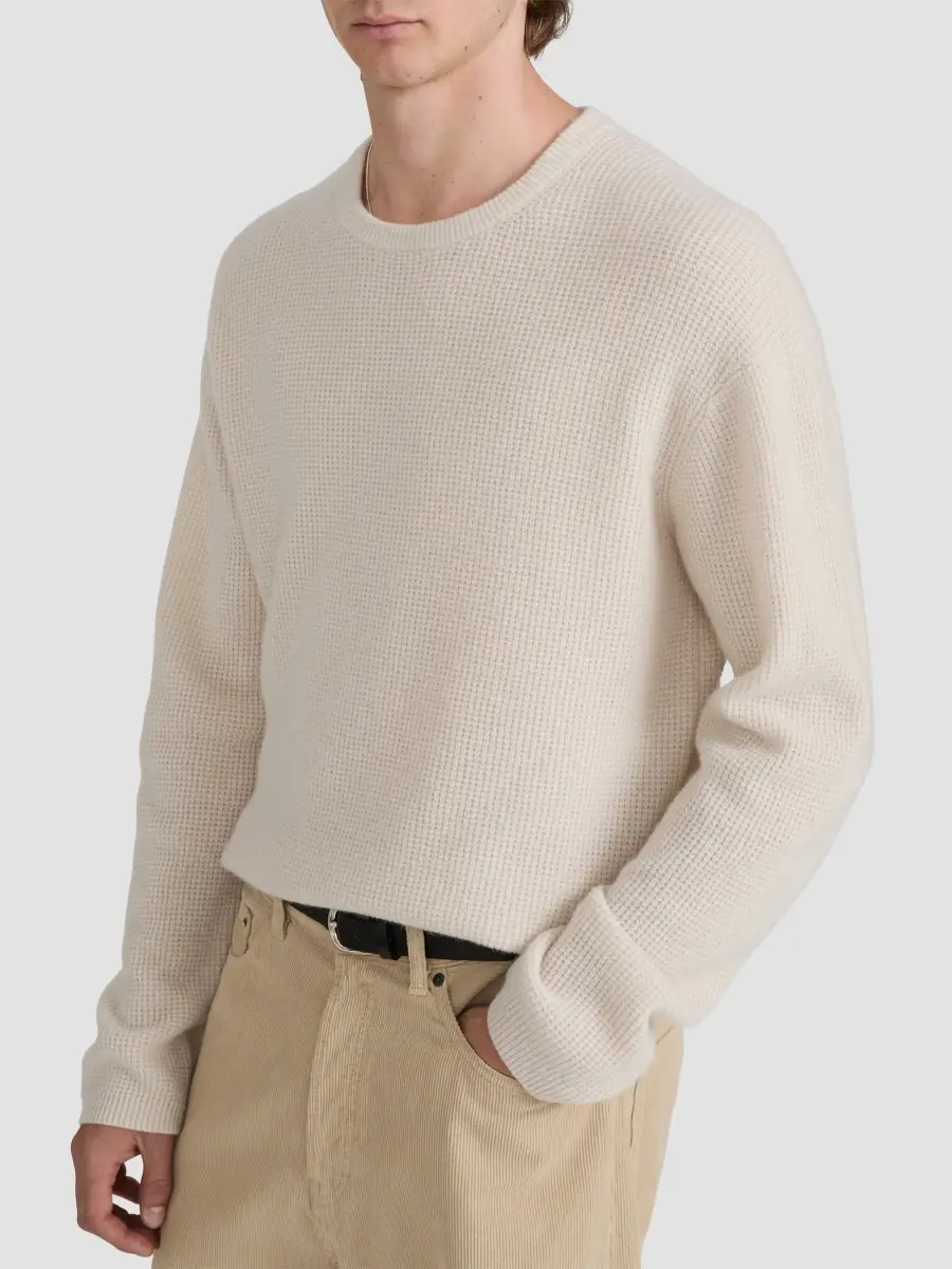Frame Men's Crewneck Waffle-Knit Wool-Cashmere Sweater | Thumbnail 6